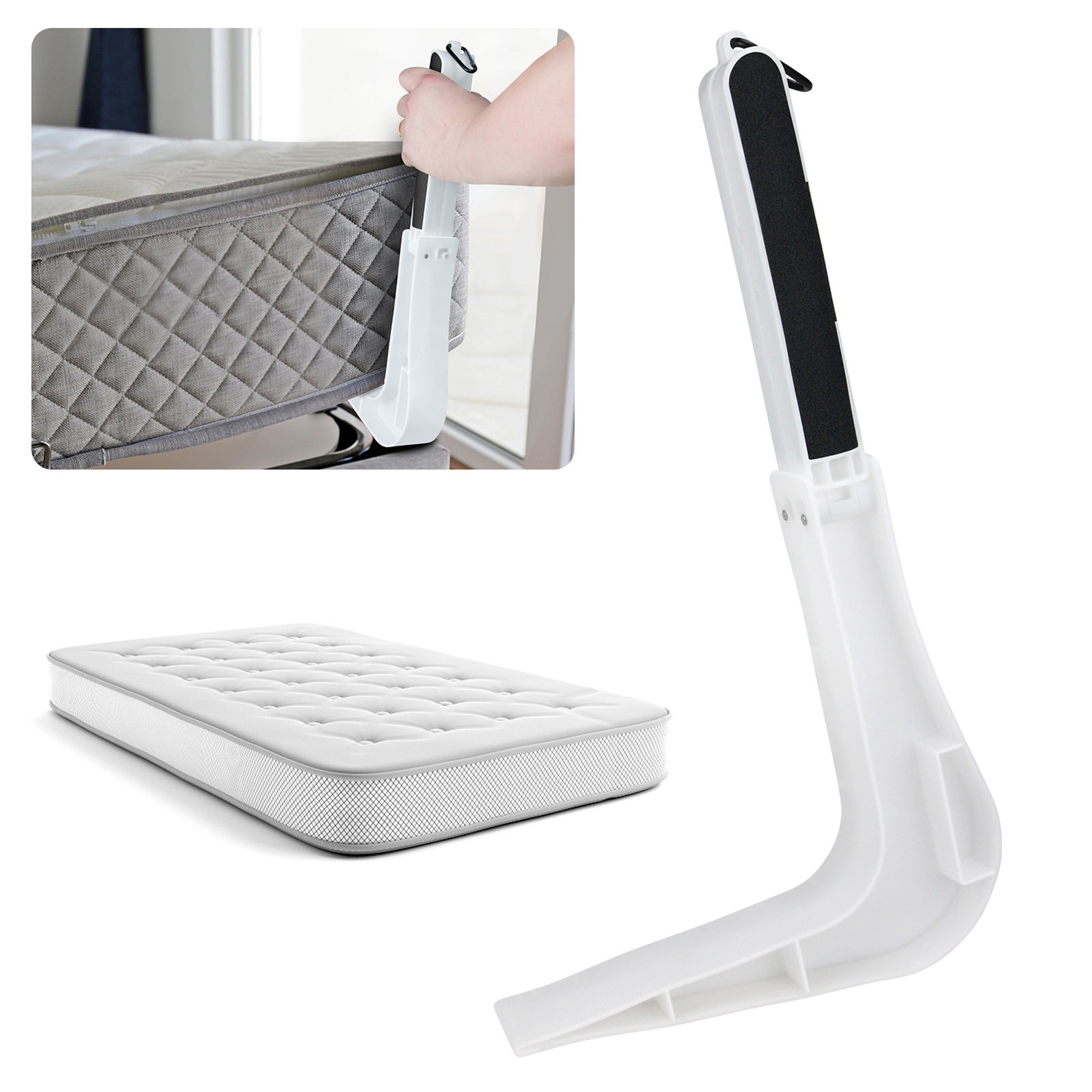 ziertyon Foldable Mattress Lifter - Heavy Duty, Ergonomic Long Handle Mattress Riser, Changing Sheets, Bed Maker Tool